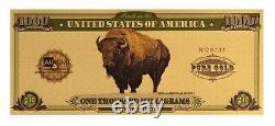 1 Gram American Bison 24K Aurum Note. 999 Gold 1000mg SOLD OUT HOT DEAL