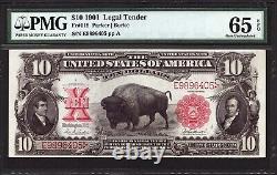 $10 1901 Legal Tender FR 119 PMG 65 EPQ Extraordinary Bison Certified GEM