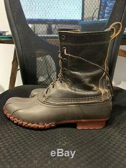 10 LL Bean Bison Duck BOOTS Men's Size 9 Brown Leather Rubber RARE