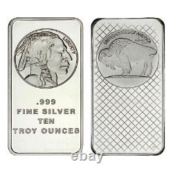 10 Ounce Silvertowne Mint. 999 Silver Buffalo Bar