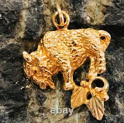 10k Solid Yellow Gold Buffalo Bison Pendant Branch Charm 1.98gr 23mm Black Hills