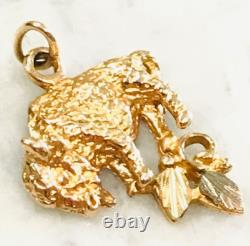 10k Solid Yellow Gold Buffalo Bison Pendant Branch Charm 1.98gr 23mm Black Hills