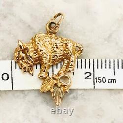 10k Solid Yellow Gold Buffalo Bison Pendant Branch Charm 1.98gr 23mm Black Hills