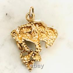 10k Solid Yellow Gold Buffalo Bison Pendant Branch Charm 1.98gr 23mm Black Hills