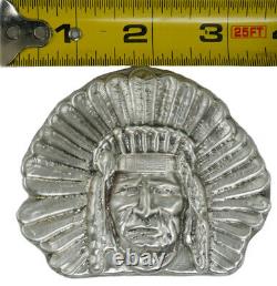 12 Troy Ounce. 999 Fine Silver Hand Poured Bison Bullion Premium Bar Indian Head