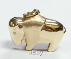 14K Gold Buffalo Bison Pendant with Diamond Eye by Cronin Jewelers Boulder CO