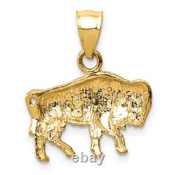 14K Yellow Gold Buffalo Necklace Charm Pendant