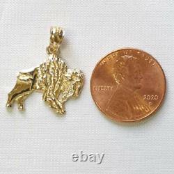 14k Yellow Gold BISON Pendant / Charm, Made in USA