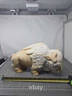 15 Pound Marble American White Bison Statue Sculpture