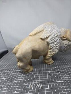 15 Pound Marble American White Bison Statue Sculpture