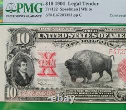 1901 $10 BISON Consecutive Pair 64 EPQ & 65 EPQ EXTREMELY RARE PAIR