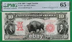 1901 $10 BISON Consecutive Pair 64 EPQ & 65 EPQ EXTREMELY RARE PAIR