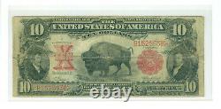 1901 $10 BISON United States Legal Tender Large Note Fr 116 TOUGH VERNON-TREAT