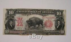1901 $10 Bison Legal Tender. Fine. Red Seal Ten Dollar