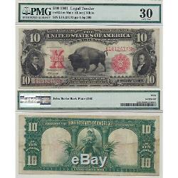 1901 $10 Bison Legal Tender Fr#121m Mule PMG Certified Very Fine 30