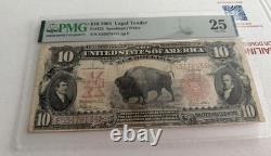 1901 $10 Bison Legal Tender Fr#122 Pmg Very Fine 25