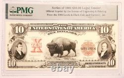 1901 $10 Bison Legal Tender Note BEP Official Reprint PMG Specimen. Free Ship