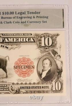 1901 $10 Bison Legal Tender Note BEP Official Reprint PMG Specimen. Free Ship