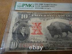 1901 $10 Bison United States Large Note FR-122 (Speelman/White) VF20 PMG Graded