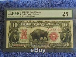 1901 $10 LEGAL TENDER BISON NOTE PMG VF 25 NAPIER/McCLUNG AUTO'S FR#118