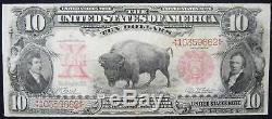 1901 $10 Large Size Legal Tender Note Bison FR114 F Fine