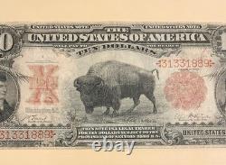 1901 $10 Large Size Legal Tender Note Bison, Lyons-Roberts, Circulated