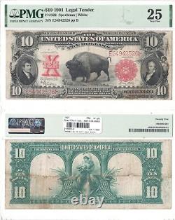 1901 $10 Legal Tender Bison Fr 122 PMG Very Fine-25