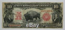 1901 $10 Legal Tender Bison Note Currency Choice F/ Vf Repaired Top Corner880