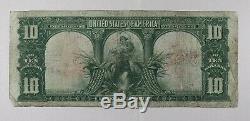 1901 $10 Legal Tender Bison Note Currency Net Fine Stained, Holes (076)