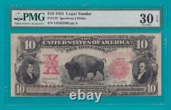 1901 $10 Legal Tender Bison Note FR122 PMG VF30EPQ (STK# 67)