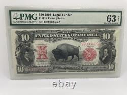 1901 $10 Legal Tender Bison Note Fr-122 PMG-63