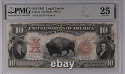 1901 $10 Legal Tender Bison Note Fr. 122 PMG VF25 Red Seal