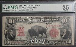 1901 $10 Legal Tender Bison Note PMG 25