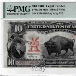1901 $10 Legal Tender'Bison' mule note -fr. 121m-PMG Very Fine 25 EPQ