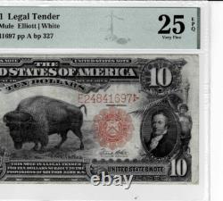 1901 $10 Legal Tender'Bison' mule note -fr. 121m-PMG Very Fine 25 EPQ