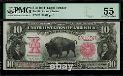 1901 $10 Legal Tender FR-119 Bison Graded PMG 55 About Uncirculated