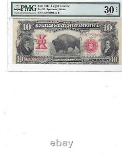 1901 $10 Legal Tender FR122 PMG 30 VF EPQ, Bison