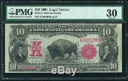 1901 $10 Legal Tender Note BISON Fr 119 PMG 30 Very Fine