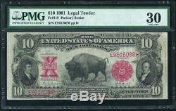 1901 $10 Legal Tender Note BISON Fr 119 PMG 30 Very Fine