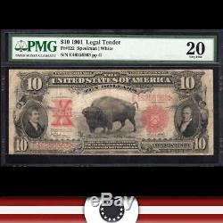 1901 $10 Legal Tender Note BISON PMG 20 Fr 122 E46256563