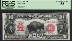 1901 $10 Legal Tender Note Bison Fr# 122! Pcgs Au 58