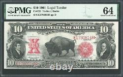 1901 $10 Ten Dollar Bison United States Note Fr#120 PMG Choice Unc CU 64