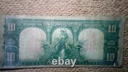 1901 $10 Ten Dollar Large-size Banknote (nickname Of Bison Note), Very Nice, Vf+