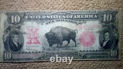 1901 $10 Ten Dollar Large-size Banknote (nickname Of Bison Note), Very Nice, Vf+