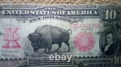 1901 $10 Ten Dollar Large-size Banknote (nickname Of Bison Note), Very Nice, Vf+