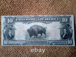 1901 $10 Ten Dollar Large-size Banknote (nickname Of Bison), Vf+/vf++, A Gift Set