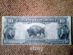 1901 $10 Ten Dollar Large-size Banknote (nickname Of Bison), Vf+/vf++, A Gift Set