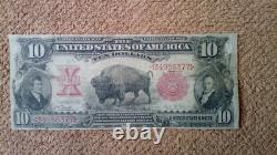 1901 $10 Ten Dollar Large-size Note (nickname Bison Note), Cf, Pmg 15, Red Sea L