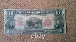 1901 $10 Ten Dollar Large-size Note (nickname Bison Note), Cf, Pmg 15, Red Sea L