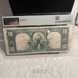 1901 $10 Ten Dollar Large-size Note (nickname Bison Note), Cf, Pmg 15, Red Sea L
